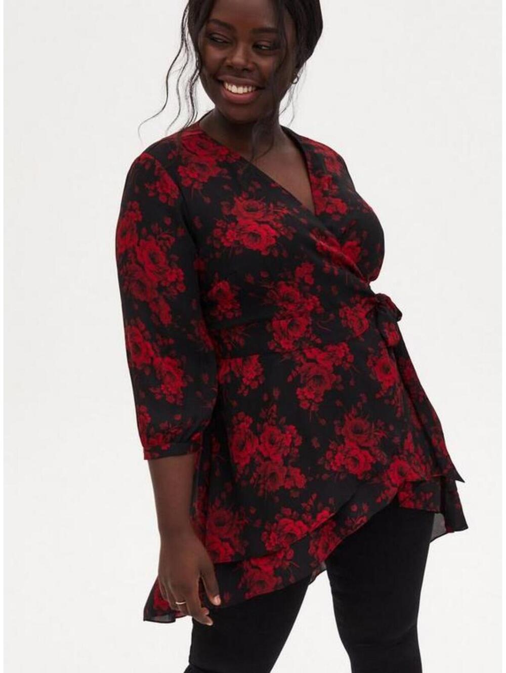 Torrid 1 Georgette Tunic Wrap Blouse